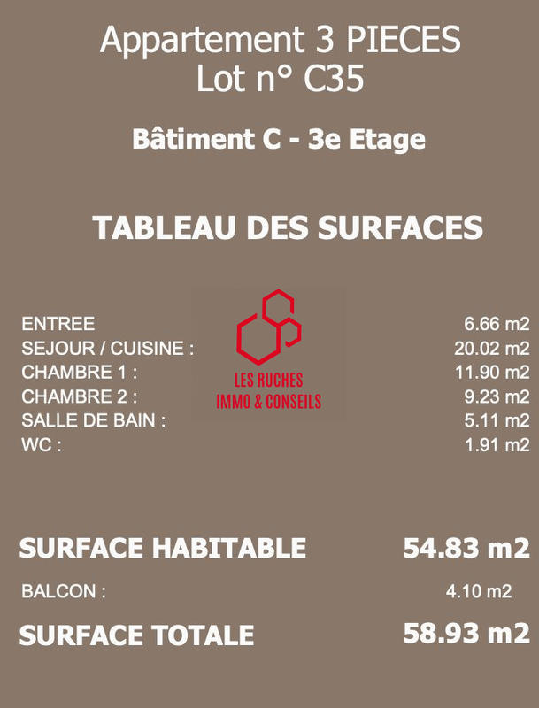 Appartement - 55 m² - 3 pièces