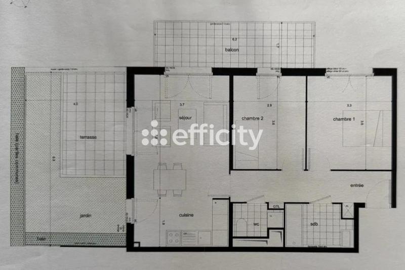 Appartement - 62 m² - 3 pièces