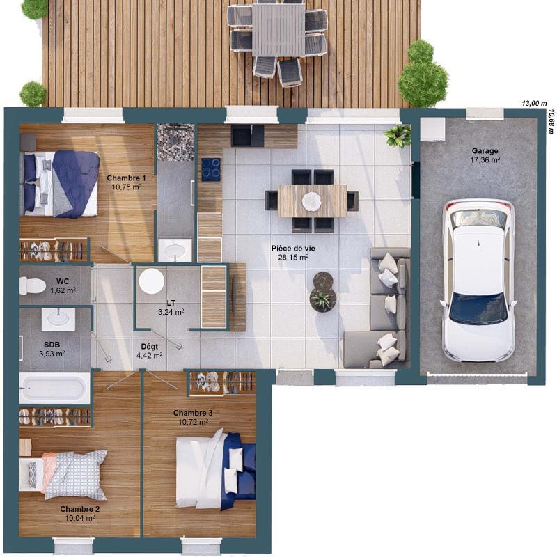 Maison - 76 m² - 5 pièces