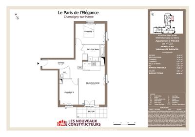Appartement - 61 m² - 3 pièces