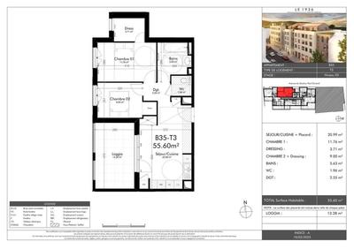 Appartement - 55 m² - 3 pièces