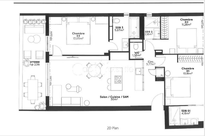 Appartement - 88 m² - 4 pièces