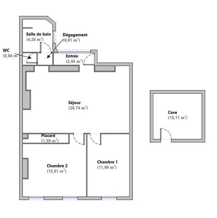 Appartement - 67 m² - 3 pièces