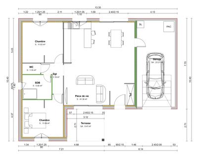 Maison - 73 m² - 3 pièces