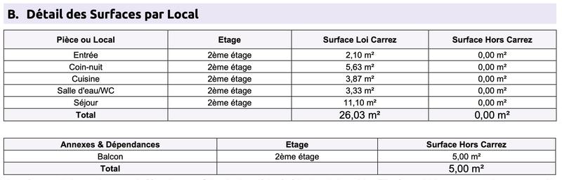 Appartement - 26 m² - 2 pièces