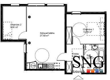 Appartement - 61 m² - 3 pièces