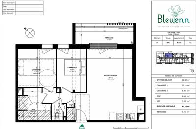 Appartement - 61 m² - 3 pièces