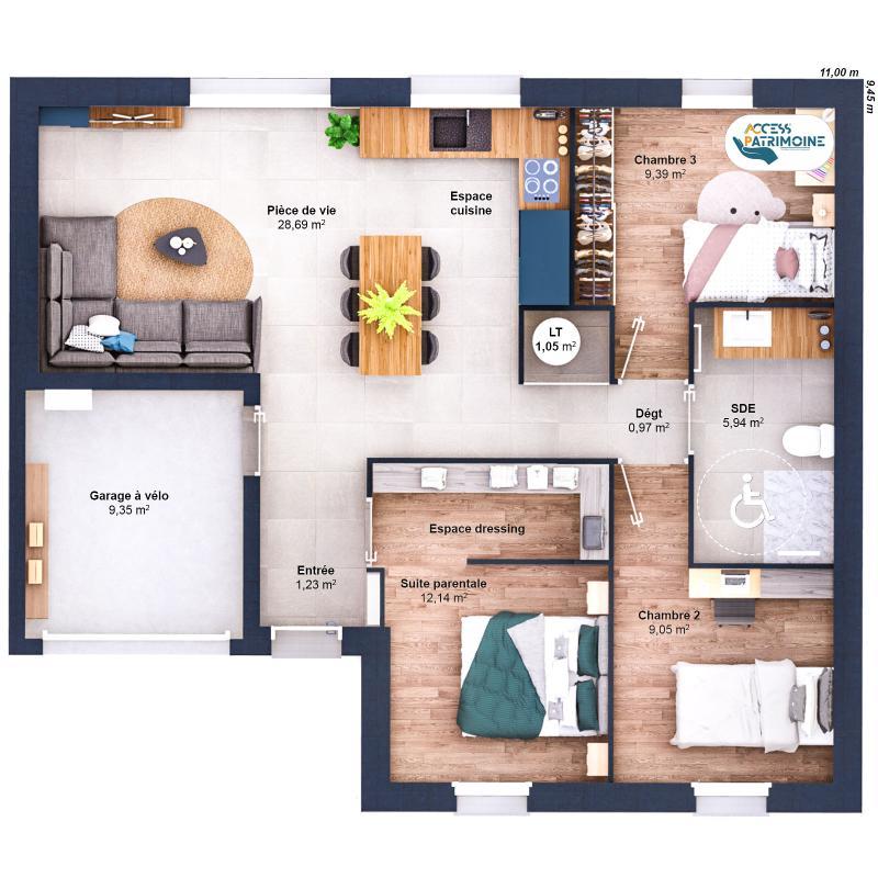 Maison - 68 m² - 5 pièces