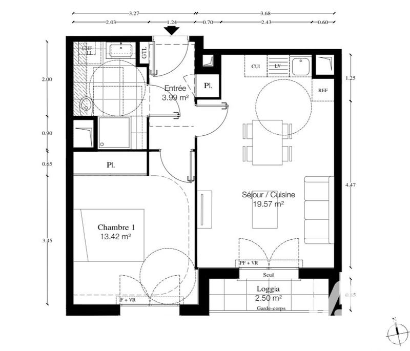 Appartement - 42 m² - 2 pièces