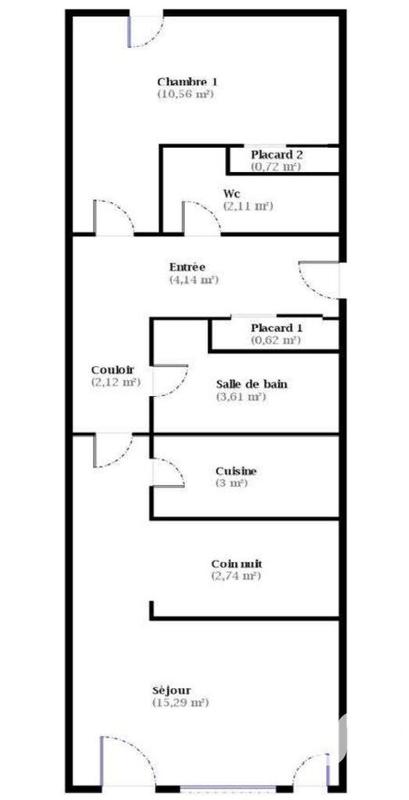 Appartement - 45 m² - 2 pièces