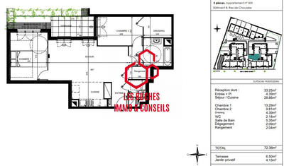 Appartement - 72 m² - 3 pièces