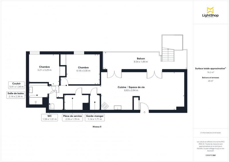 Appartement - 100 m² - 3 pièces