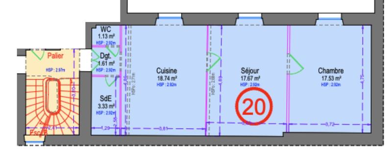 Appartement - 60 m² - 3 pièces