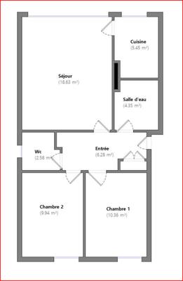Appartement - 58 m² - 3 pièces