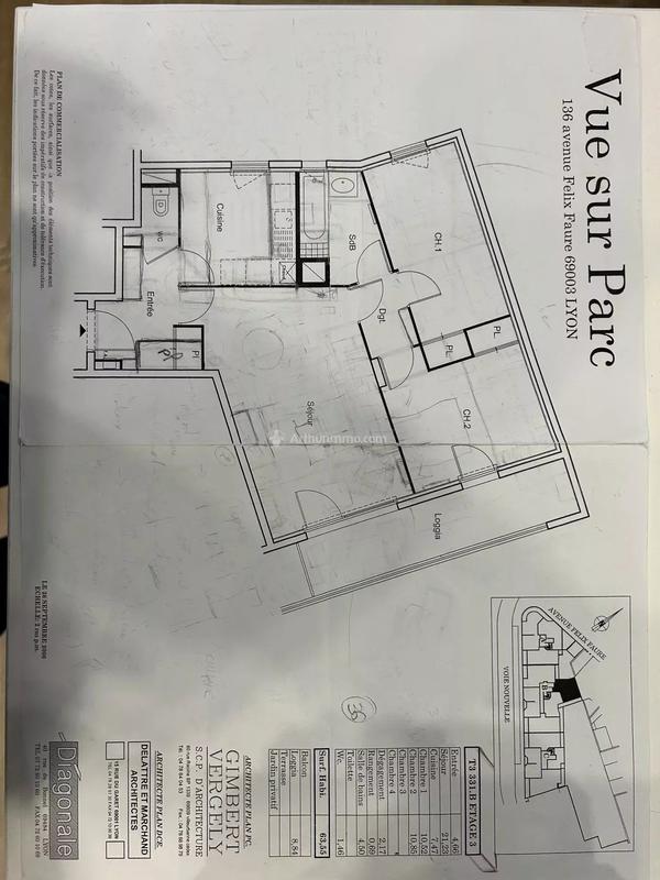 Appartement - 64 m² - 3 pièces