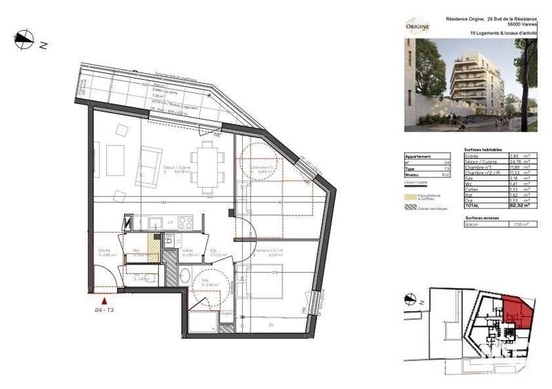 Appartement - 62 m² - 3 pièces