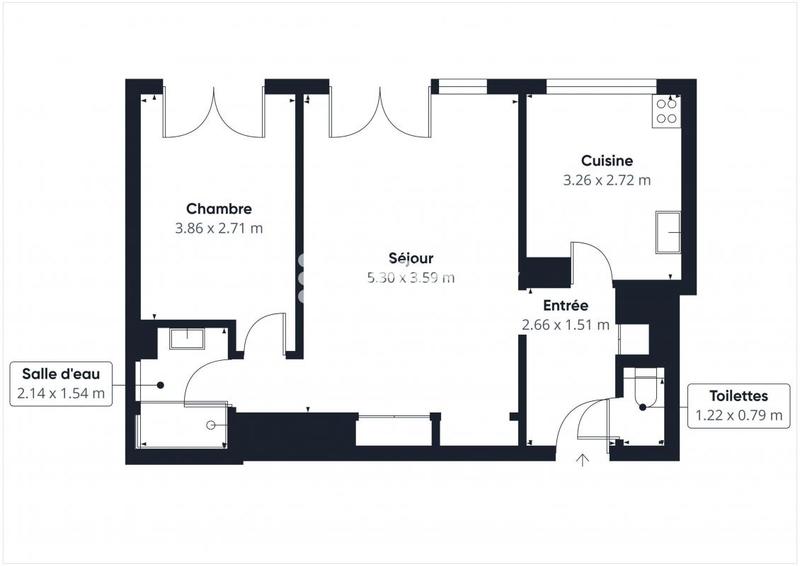 Appartement - 50 m² - 2 pièces