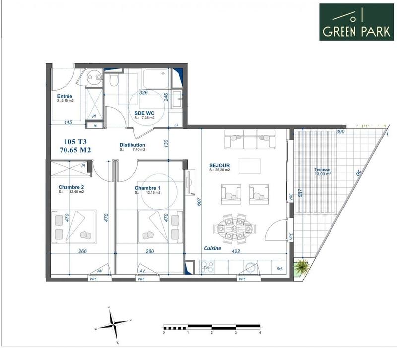 Appartement - 70 m² - 3 pièces