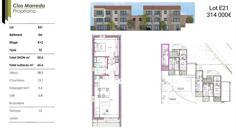 Appartement - 52 m² - 2 pièces