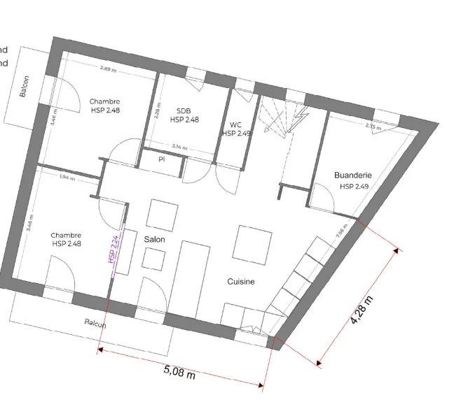 Appartement - 60 m² - 4 pièces