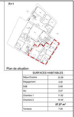 Appartement - 57 m² - 3 pièces