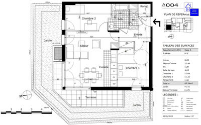 Appartement - 66 m² - 3 pièces