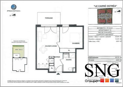 Appartement - 40 m² - 2 pièces
