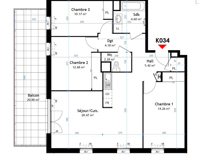 Appartement - 82 m² - 4 pièces