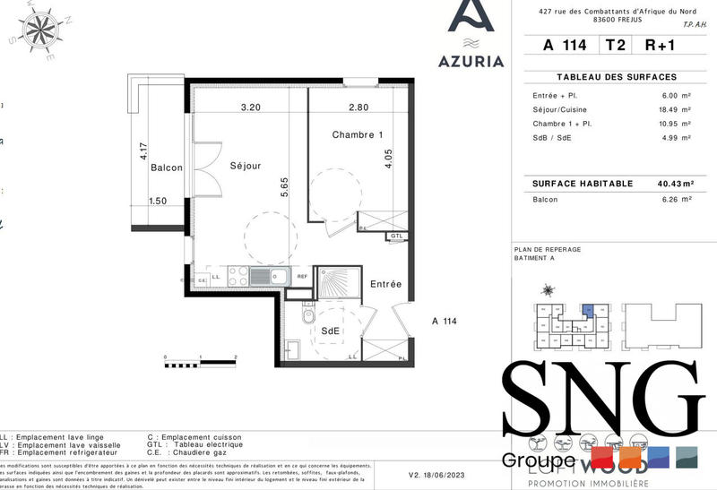 Appartement - 40 m² - 2 pièces