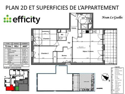 Appartement - 77 m² - 3 pièces
