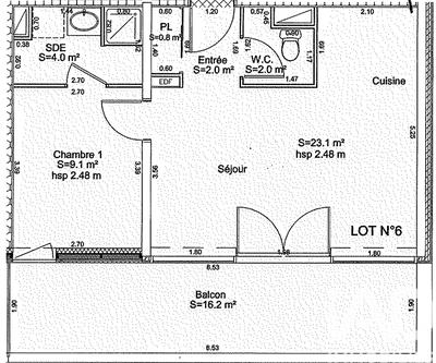 Appartement - 42 m² - 2 pièces