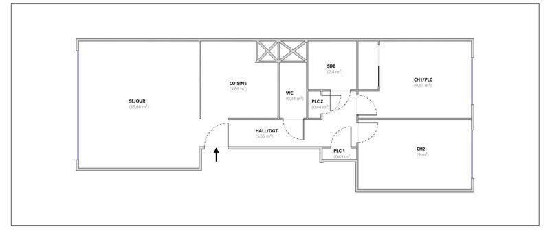 Appartement - 50 m² - 3 pièces