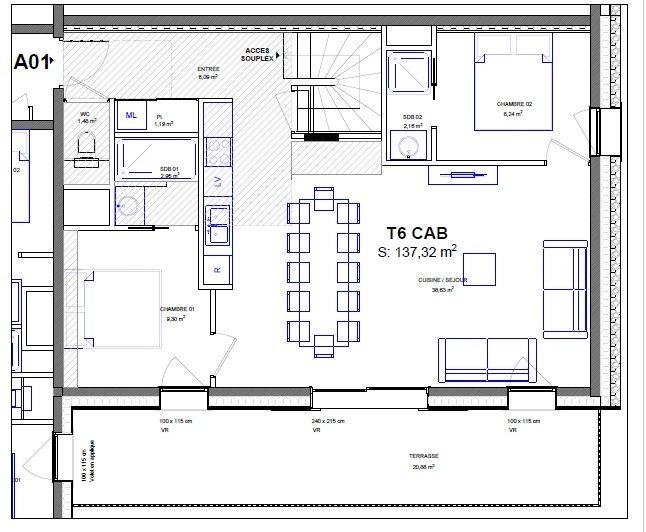 Appartement - 135 m² - 6 pièces