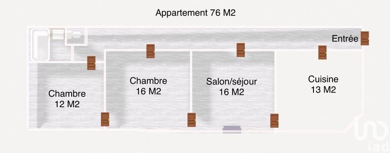 Appartement - 76 m² - 3 pièces