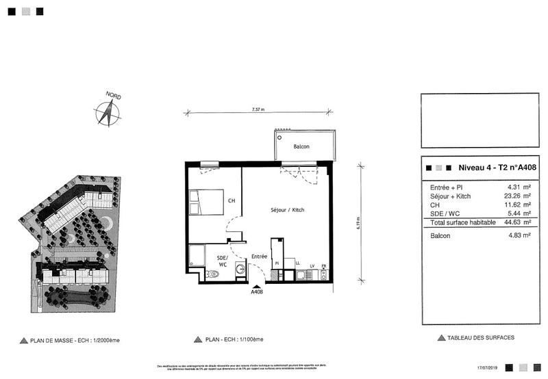 Appartement - 45 m² - 2 pièces
