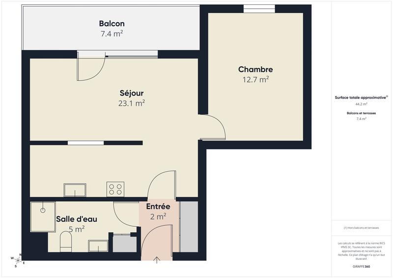 Appartement - 45 m² - 2 pièces