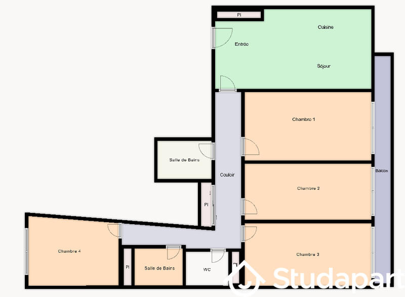 Chambre - 12 m² - 1 pièce