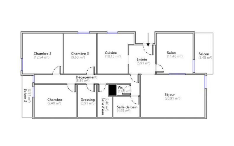 Appartement - 100 m² - 5 pièces