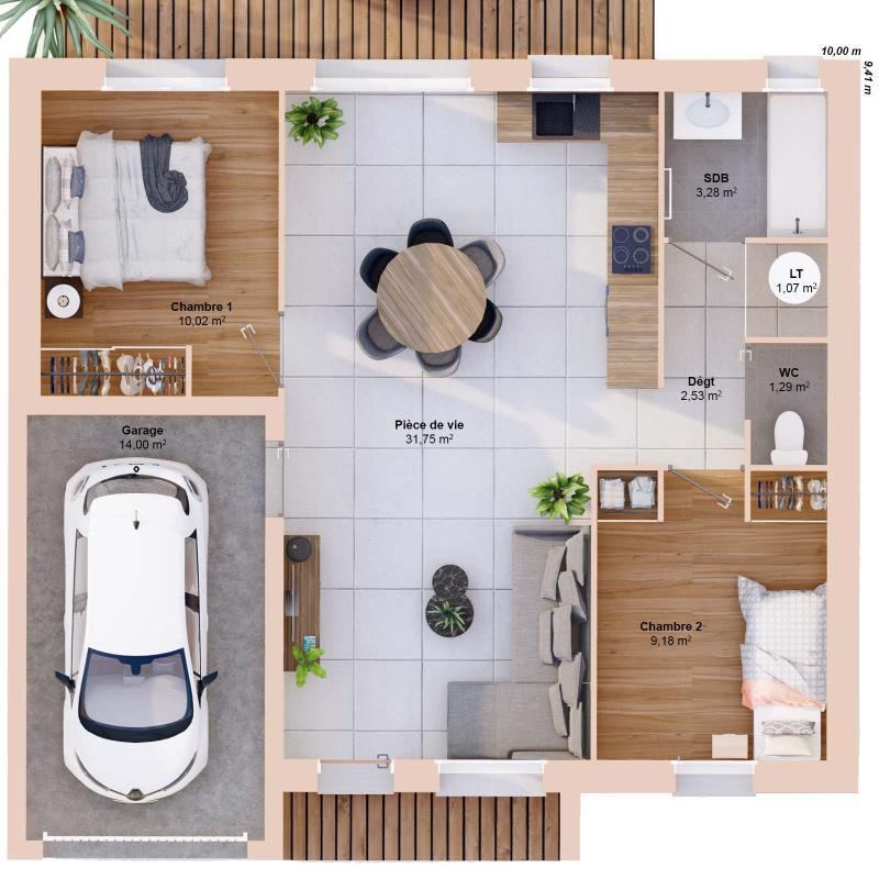 Maison - 59 m² - 4 pièces