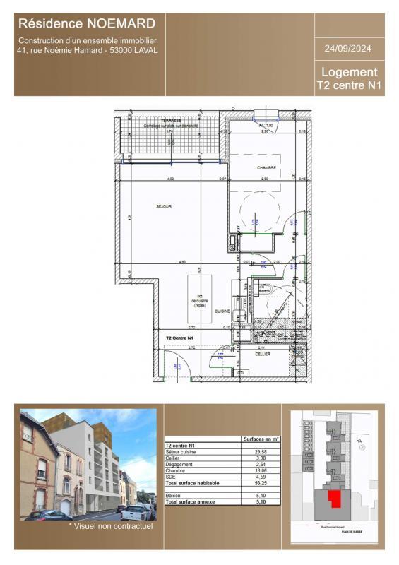 Appartement - 53 m² - 2 pièces