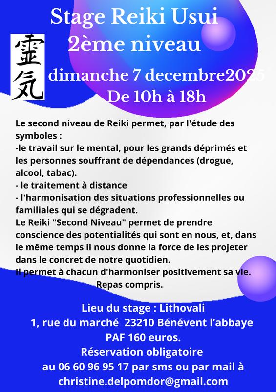 Stage de Reiki Usui 2nd Niveau