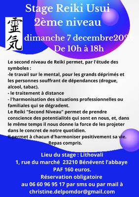 Stage de Reiki Usui 2nd Niveau