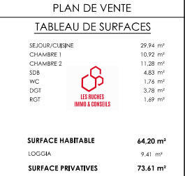 Appartement - 64 m² - 3 pièces