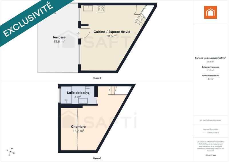 Appartement - 38 m² - 2 pièces