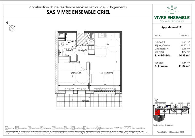 Appartement - 44 m² - 2 pièces