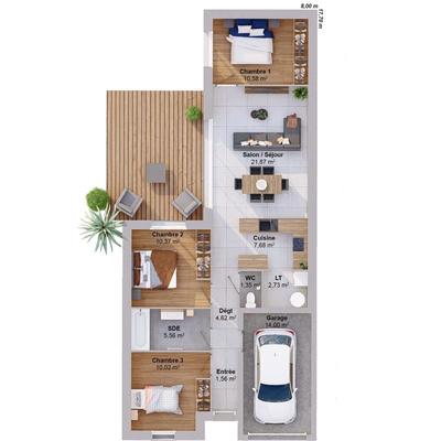 Maison - 76 m² - 5 pièces