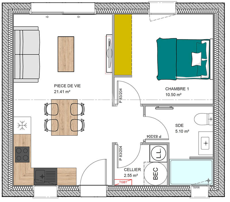Maison - 40 m² - 2 pièces