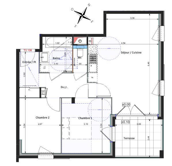 Appartement - 61 m² - 3 pièces