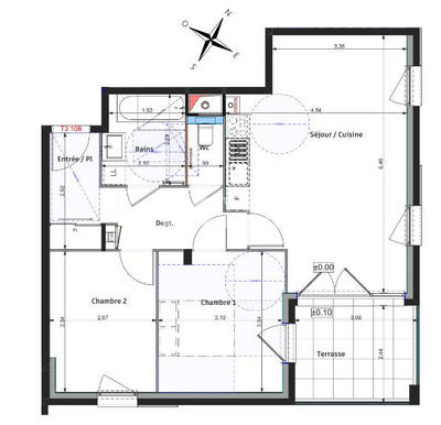Appartement - 61 m² - 3 pièces