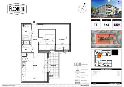 Appartement - 65 m² - 3 pièces